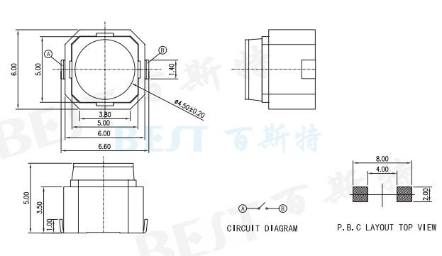 轻触开关TS-0603参考图纸