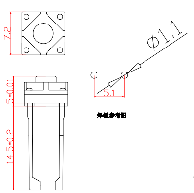 轻触开关TS-1119D图纸